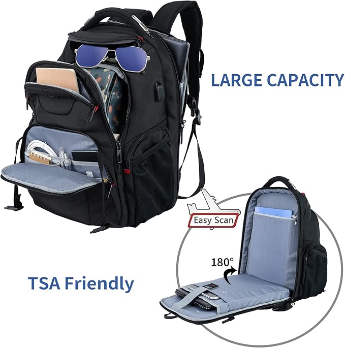 VANKEAN 17.3'' Travel Laptop Backpack TSA Friendly, Water Resistant Anti Theft - Image 3