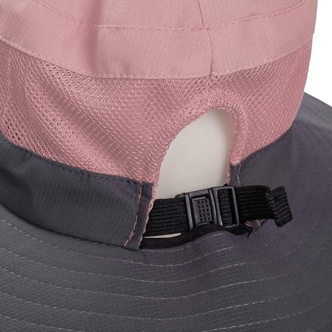 Rosoz Ponytail Sun Bucket Hats for Women UV Protection Foldable Mesh Wide Brim - Image 5