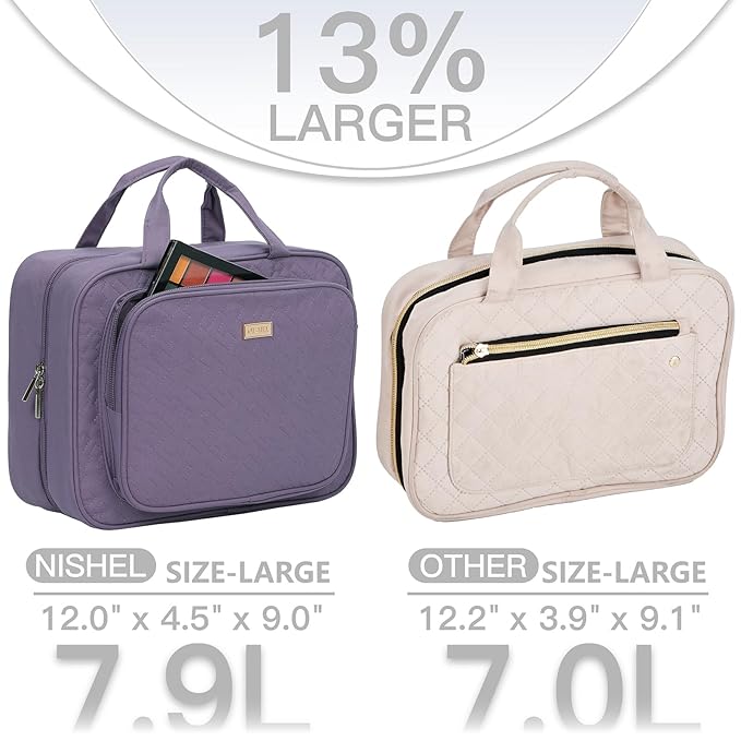 NISHEL Travel Toiletry Bag for Women Large Capacity, Makeup Essentials Organizer - Image 2