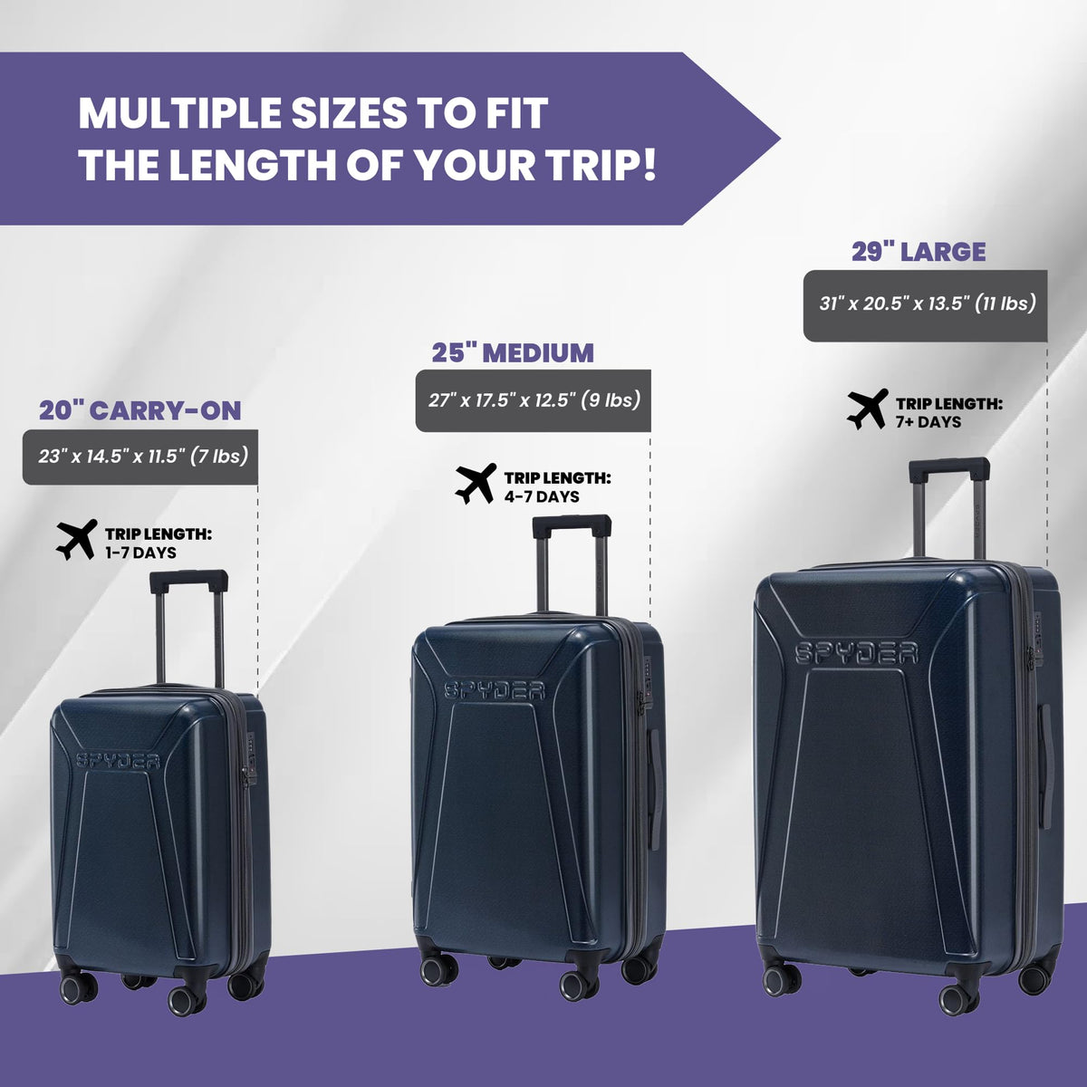 Traverse 25 Inch Expandable Hardside Upright Checked Suitcase with 360° Spinner Wheels (Deep Blue / Medium Checked)