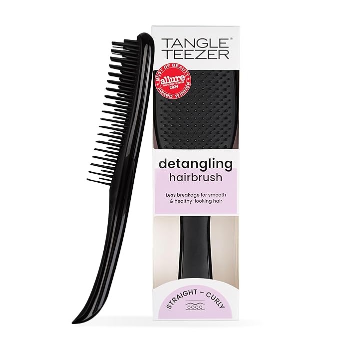 Tangle Teezer Ultimate Detangler Brush for Wet & Dry Hair, Eliminates Knots & Reduces Breakage for Straight to Wavy Hair Types, Liquorice Black