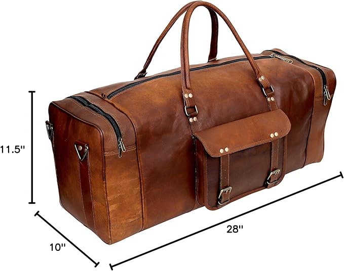 Leather Duffle Bag for Men Luggage Handmade Travel Bag Carry On Luggage - Image 9