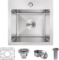 15x15 inch Drop in Bar Sink, 15 inch Small Kitchen Sink Topmount 18 Gauge by Winnpex
