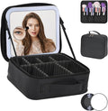Travel Makeup Bag With LED Mirror, Cosmetic Train Case with 3 Color Setting by Unknown
