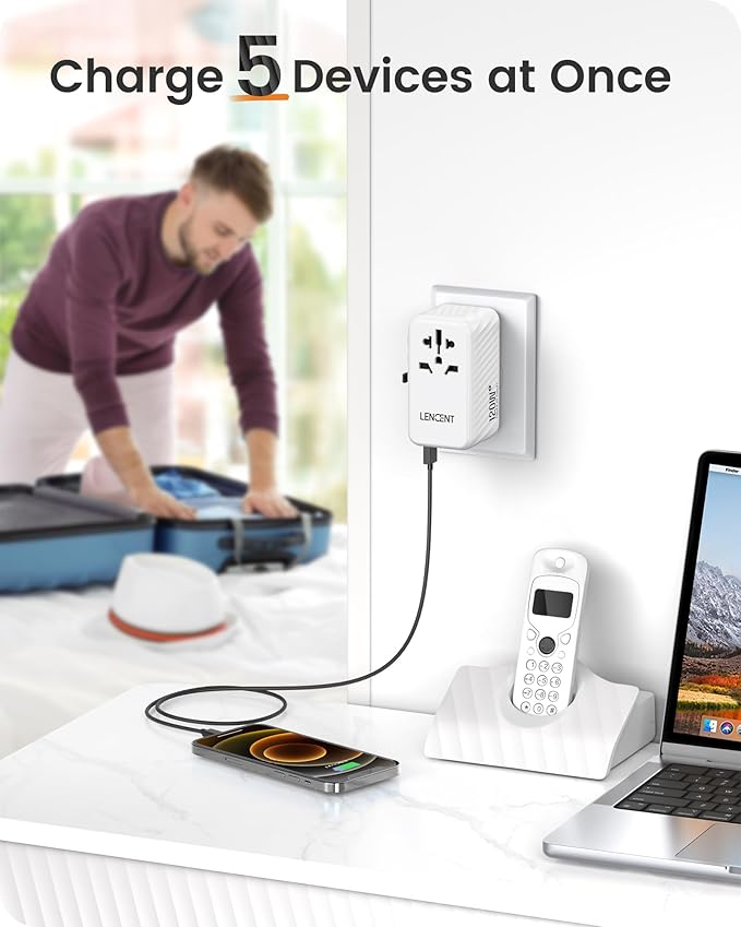 LENCENT International Travel Adapter, 120W GaN Universal Fast Charger - Image 5