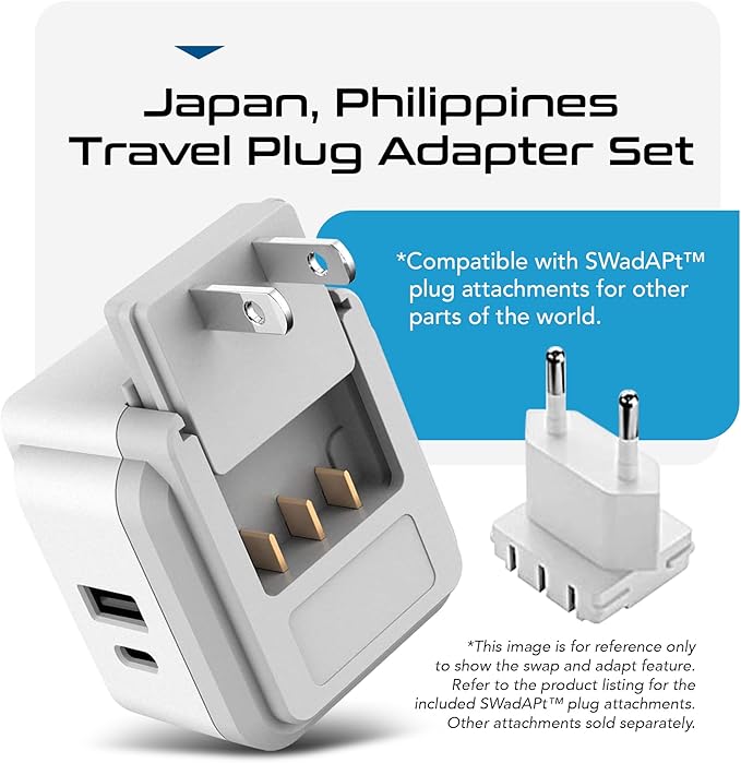 Ceptics Japan, Philippines Power Travel Plug Adapter Set, 20W PD & QC, Safe - Image 6