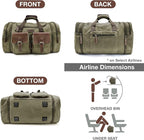 Wildroad 50L Travel Duffel Bag, Expandable Canvas Genuine Leather Duffle Bag - Image 5