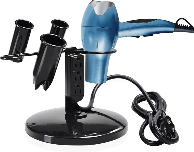 BYOOTIQUE 2 Packs Tabletop Blow Dryer & Hair Iron Holder - Salon Appliance Stand w/ 3 Outlets