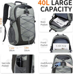 40L Hiking Backpack Lightweight Daypack Waterproof Travel Camping Backpack - Image 3