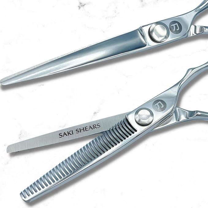 Saki Shears Majime 6 Inch Hair Cutting Set of Shears Includes Cutting Scissors, Thinning Shears, Hair Razor and Leather Carrying Case - Perfect for Professional or Home Hair Cuts