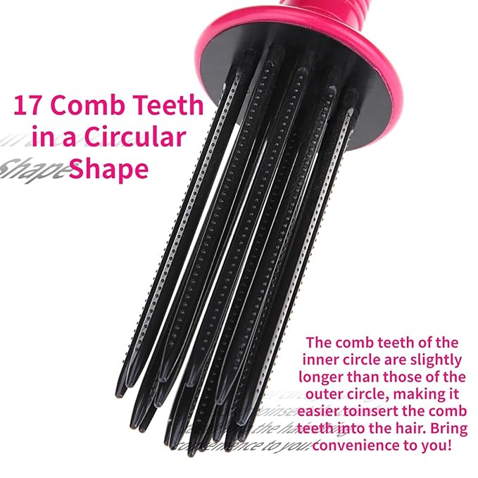 17 Teeth Curly Hair Brush, Curl Defining Brush, Curling Roll Comb, Perfect for Hair Salon & Home Use (Round Purple)