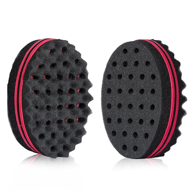 2 Pcs Hair Sponge for Black Men Curls - Double Sided Curling Sponge, Small Holes Hair Twist Tool, Twist Brush for Textured Styling