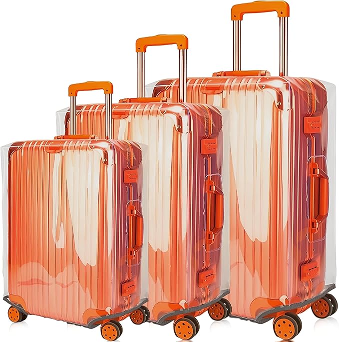3 PCS Luggage Covers for Suitcase TSA Approved, 20/24/28 Inch Full Clear by Gigabit