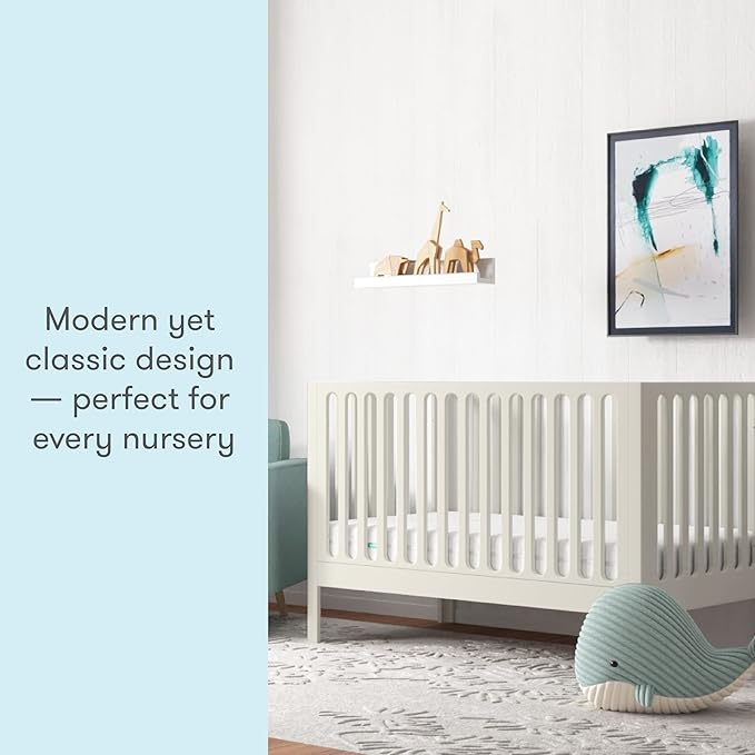 Newton Baby Galileo Standard Crib, Solid Beech Wood in Warm White Color - Image 9