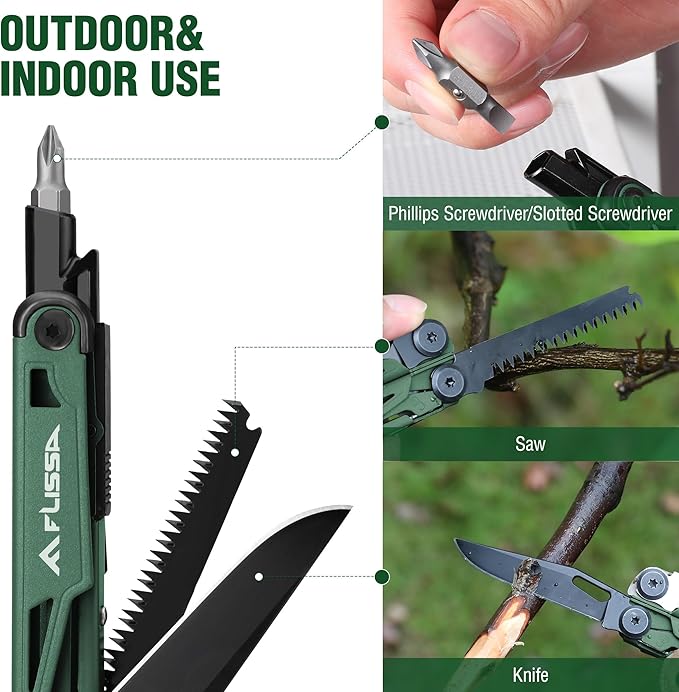 FLISSA Multitool, 15-in-1 Multi Tool Pocket Knife - Image 5