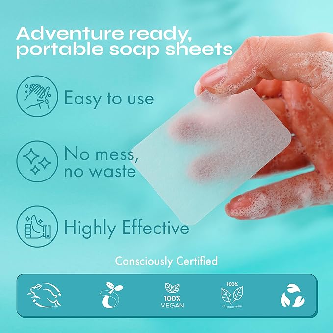FOMIN - Paper Soap Sheets for Hand Washing - Jasmine Portable Travel Soap Sheets - Image 4