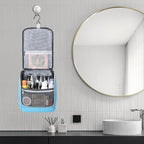 Della Gao Hanging Toiletry Bag for Men & Women, Portable Travel Cosmetic Makeup Bag Toiletries Organizer Kit, Water Resistant Bathroom Bag, Blue
