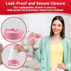 Protein Shaker Bottle Pink Collapsible - Image 3