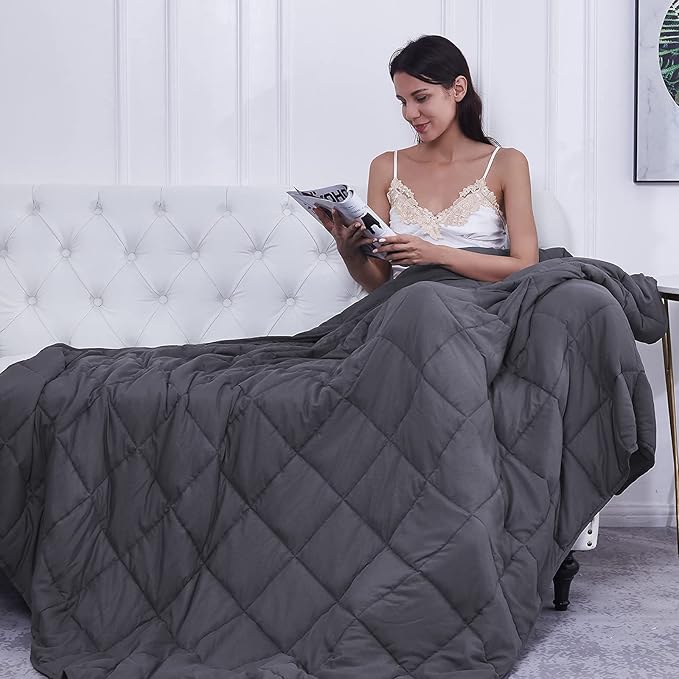 L'AGRATY Weighted Blanket Queen Size Cooling Breathable Heavy Blanket - Image 7