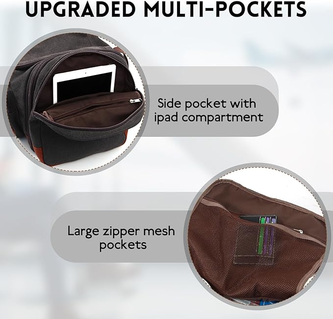 Men'S Duffle Bag For Travel, Expandable Canvas Duffel Bags Overnight Weekend - Image 3