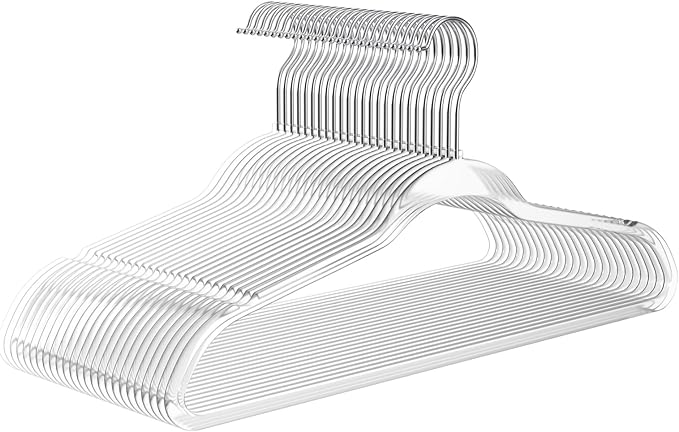 MIZGI 50 Pack Clear Plastic Hangers by MIZGI