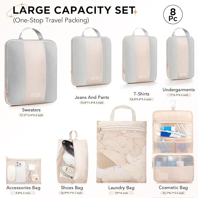 8 Set Compression Packing Cubes - Image 2
