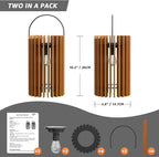 2 Set Solar Lantern Outdoor Rattan Lamp Outside Lights Hanging LED - Image 4