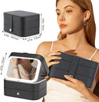 Travel Jewelry Case with LED Lighted Mirror, Portable Travel Jewelry Organizer - Image 5