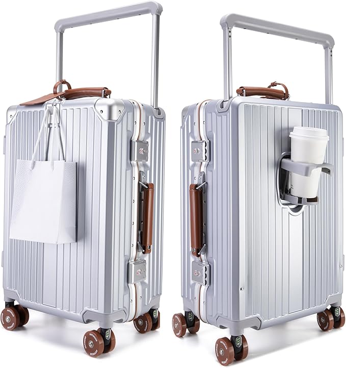 feilario 24in Aluminum Frame Wide Handle Hard Shell Carry On Suitcase by feilario