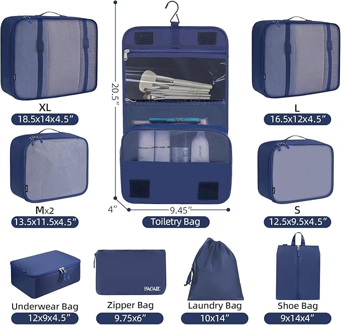 BAGAIL 6 Set/8 Set/10 Set Packing Cubes Various Sizes Packing Organizer - Image 2