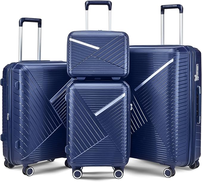 Campfun Luggage 4 Piece Sets, Expandable Carry On Luggage Set Hardshell PP by Campfun