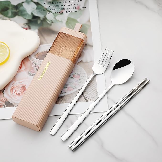 DEVICO Travel Utensils with Case, 18/8 Stainless Steel Reusable Silverware Set - Image 5