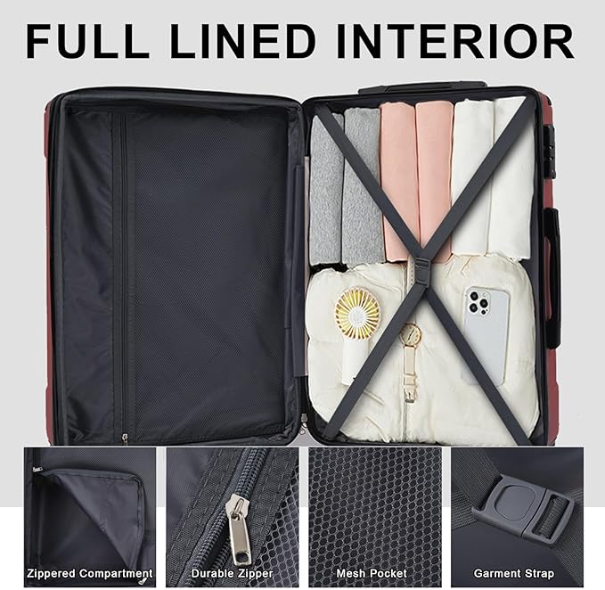 Merax 24 Inch Expandable Checked Luggage, Hardshell ABS Medium Suitcase - Image 5