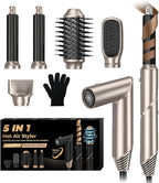 5 in 1 Blow Dryer Brush,Hair Dryer Brush with Detachable Air Styler,Negative Ionic Magic Hair Styler,Hot Air Brush for Women Volumizer,Straightener,Drying