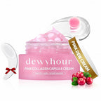 dewyhour Pink Collagen Capsule Face Cream, Lightweight Face Moisturizer, Smoothing & Firming, Brightening Glow, Improves Appearance of Uneven Tone, Korean Skincare, For Dry Skin
