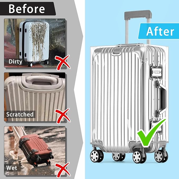 Yotako Clear PVC Suitcase Cover Tough Protector, 30 Inch Luggage Covers - Image 7