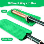 Shappy 2 Pcs Heat Resistant Hair Tools Bag Curling Iron Travel Case Cover Neoprene Flat Iron Holder Travel Case and Silicone Mat Pouch for Hot Hair Tools Storage Organizer(Frond Style)