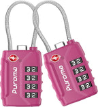 Puroma 2 Pack TSA Approved Luggage Locks, 4 Digit Combination Travel Locks by Puroma
