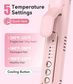 Farery Chill Set Soft-Air Curling Iron: Gentle Soft Air for Quick Styling & Long-Lasting Curls, Lock in Style with Cooling Air Vents, 2-in-1 Hair Straightener & Curler with Upgraded Long Barrel, Pink