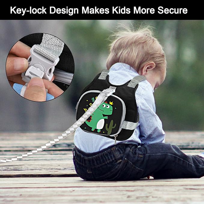 Accmor Toddler Harness Leash+ Anti Lost Wrist Link, Cute Dinosaur Kids Harness - Image 4