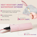 2-in-1 Heat Resistant Mat & Bag for Hair Styling Tools, Hanging Curling Iron Holder Flat Iron Holder with Zip, Portable Hot Hair Tools Travel Bag, Hair Straightener Mat Pouch for Countertop