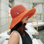 Women Wide Brim Sun Hats Metal Wired Edge Summer UV Protection Beach Fishing Hat - Image 2