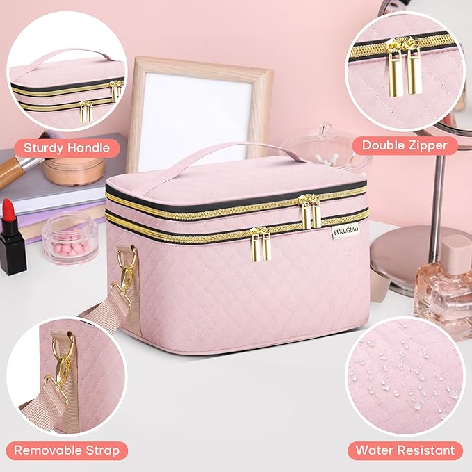 Double Layer Travel Makeup Bag Women, Cosmetic Organizer Case, Travel - Image 5