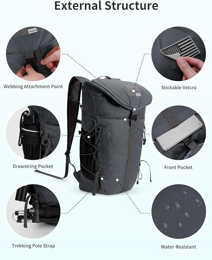 Blue Quartz Hiking Backpack 30L Lightweight Packable Backpack - Image 5