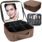 Makeup Bag with Led Mirror, Travel Makeup Organizer with 3 Color Setting by SUILU