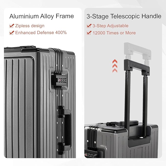24 Inch Check-In Luggage Aluminum Frame Zipperless Luggage, Hard Shell Suitcase - Image 7