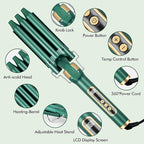 Yinhua Curling Iron Set, 5 in 1 Curling Wand with 4 Interchangeable Ceramic Barrels and 1 Straight Hair Brush, 30S Instant Heat Up, LCD Temp Adjustment, Dual Voltage, Includes Heat Resistant Gloves