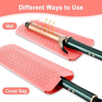 Shappy 2 Pcs Heat Resistant Hair Tools Bag Curling Iron Travel Case Cover Neoprene Flat Iron Holder Travel Case and Silicone Mat Pouch for Hot Hair Tools Storage Organizer(Pink Marble Style)