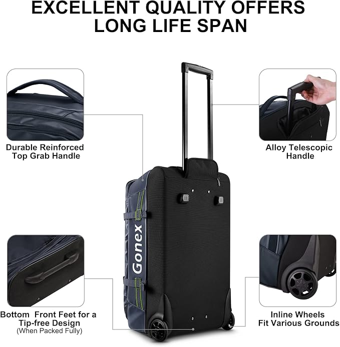 Gonex Rolling Duffle Bag with Wheels, 70L Water Repellent Wheeled Travel Duffel - Image 4