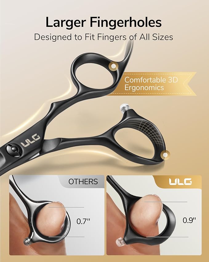 ULG Hair Cutting Scissors Set Professional Thinning Scissors for Hair Cutting All-in-One 9 Pcs Hairdressing Shear Set with 3 Professional Barber Shears for Salon/Home